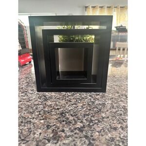 Set of 3 Black Square Nesting Floating Wall Shelves Modern Geometric Home Decor